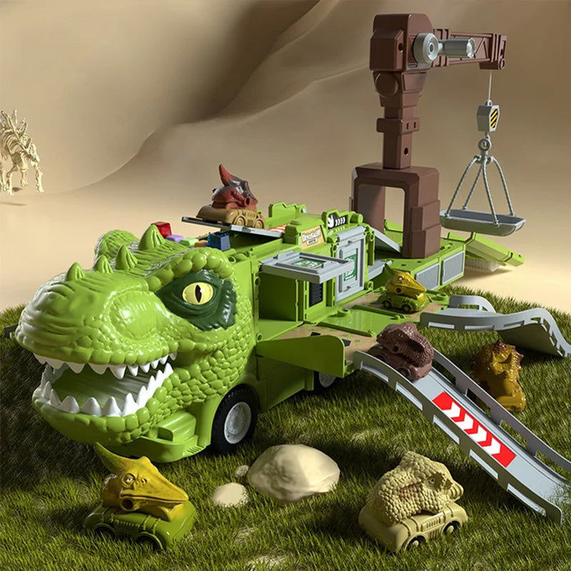 🦖Nieuwe dinosaurus transformerende technische vrachtwagenbaanspeelgoedset met licht en muziek