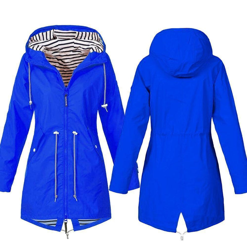 Lange waterdichte jas met capuchon