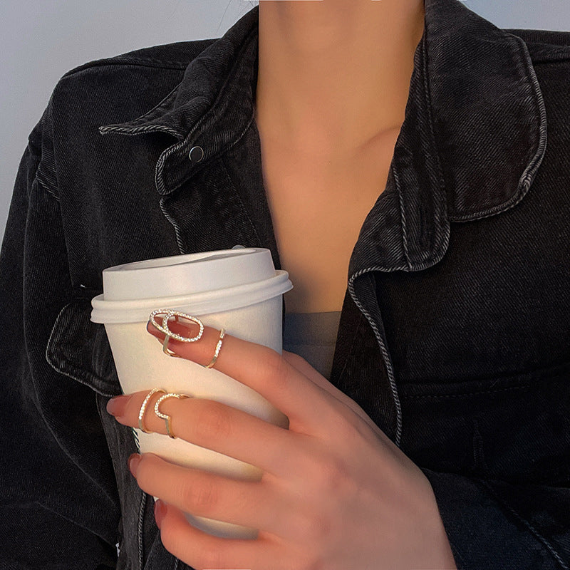 Geometrische diamanten open nagelring