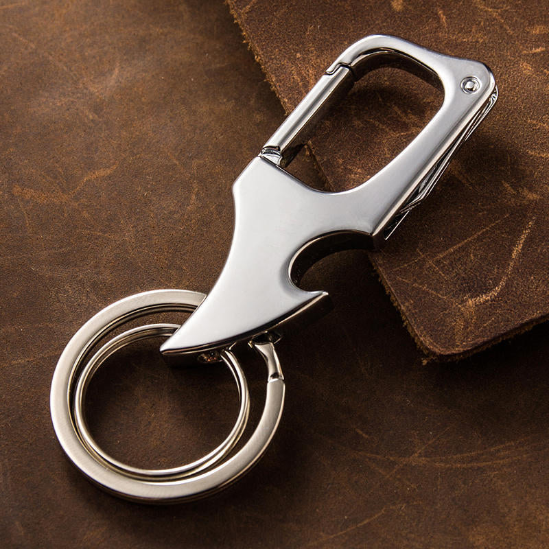 Multifunctionele hangende flesopener metalen dubbele ring sleutelhanger
