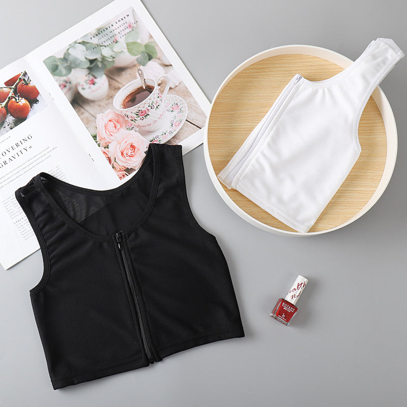 Dunne bustier-tanktop met ritssluiting aan de voorkant