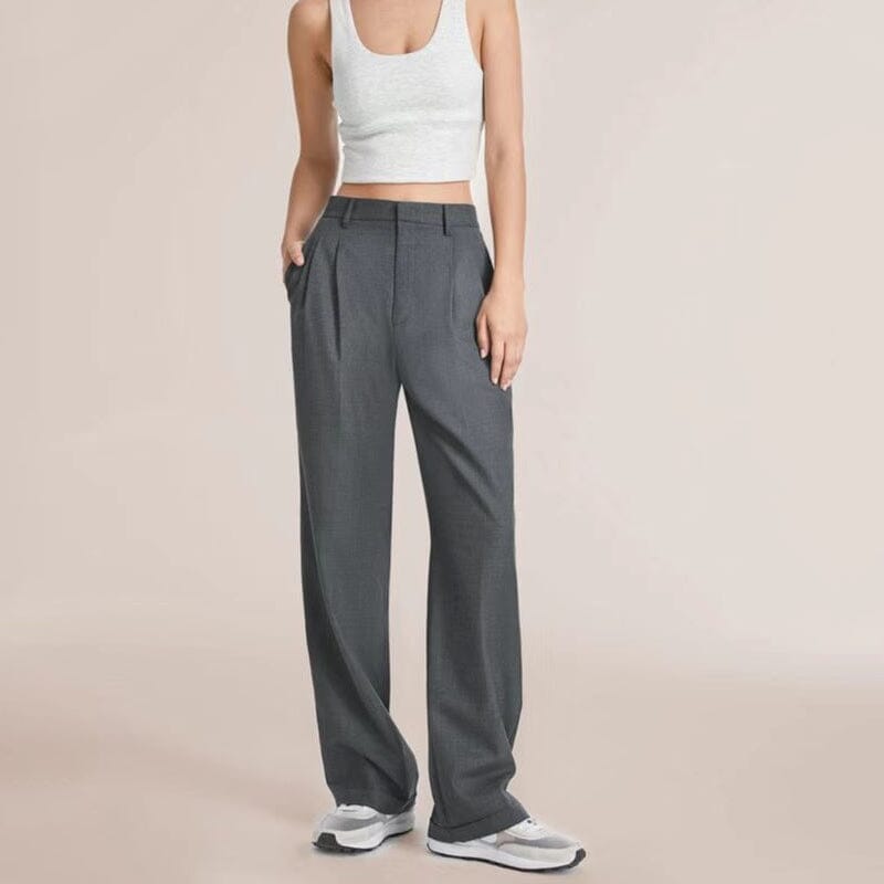 Op maat gemaakte broek met wijde pijpen en hoge taille
