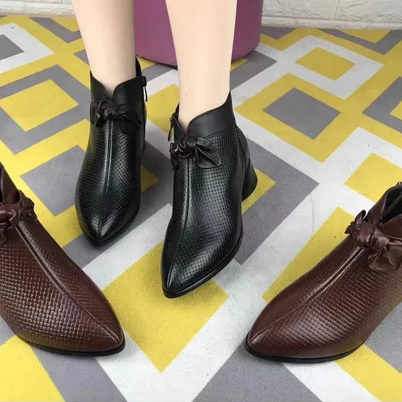 Damesmode echt lederen schoenen met hoge hakken