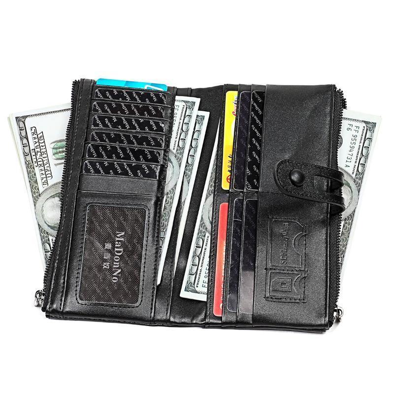 Dames echt lederen clutch lange geld portemonnee