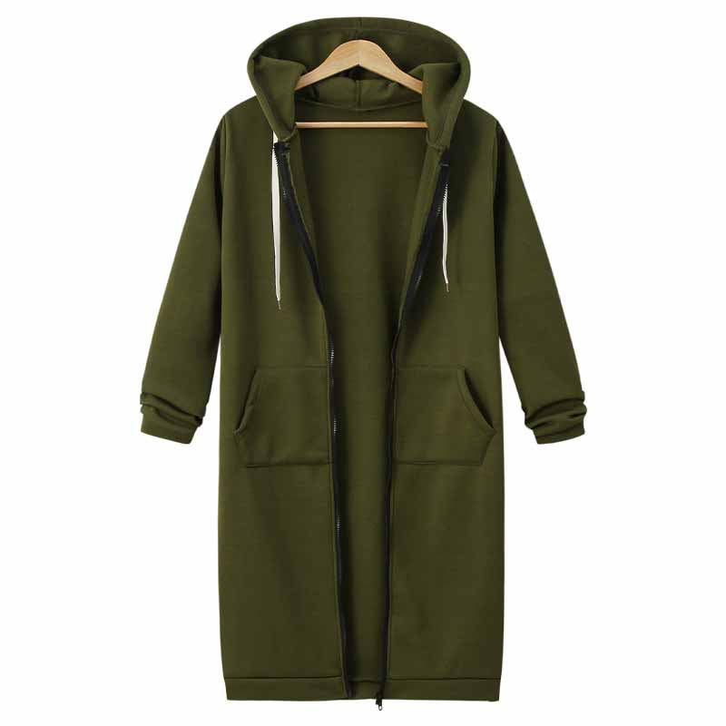 Vrijetijds lange hoodie met ritssluiting