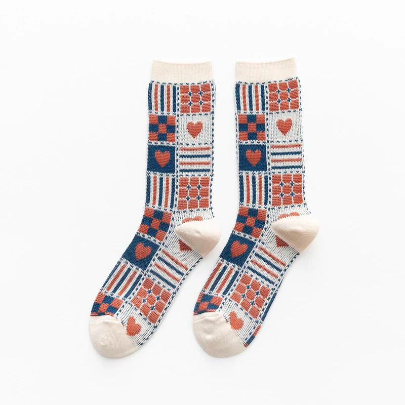Retro geruite gebreide sokken