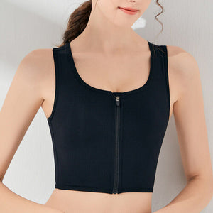 Dunne bustier-tanktop met ritssluiting aan de voorkant