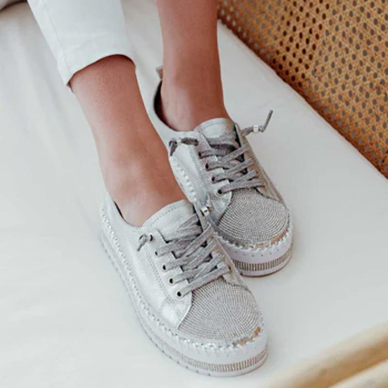 Diamond zilveren leren sneakers