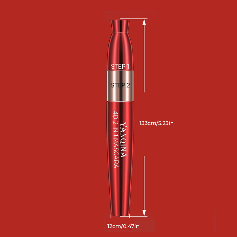 Mascara voor verlenging en volume met dubbele borstel