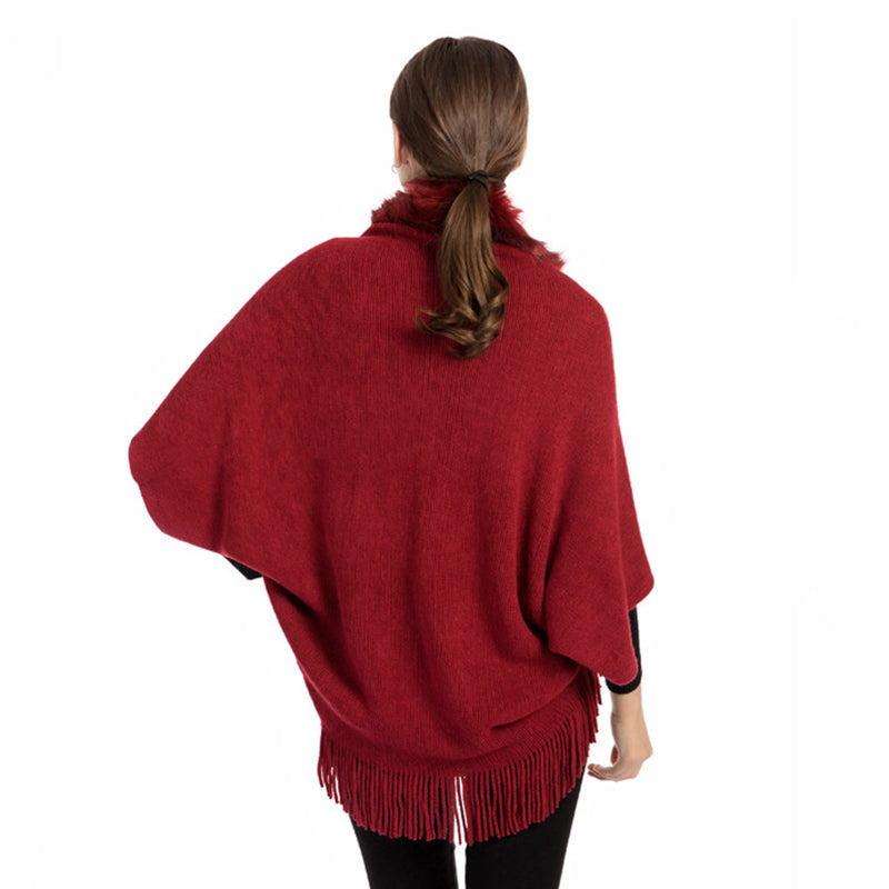 Gebreide sjaal met bontkraag