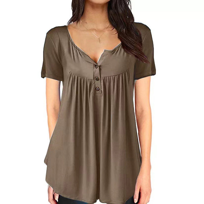 Effen T-shirt met ruches voor dames