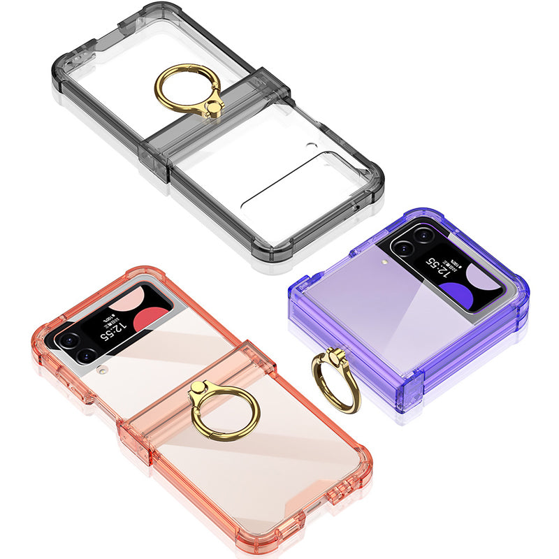 Zachte doorzichtige hoes met ring voor Samsung Galaxy Z Flip4