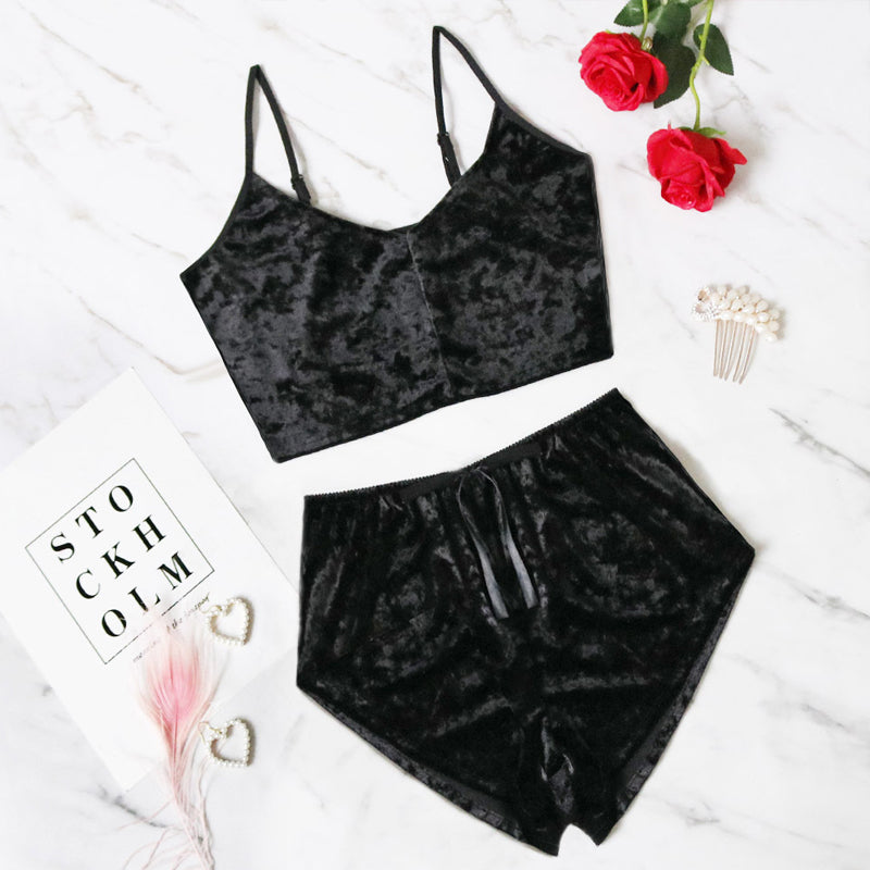 Sexy fluwelen v-hals lingerie