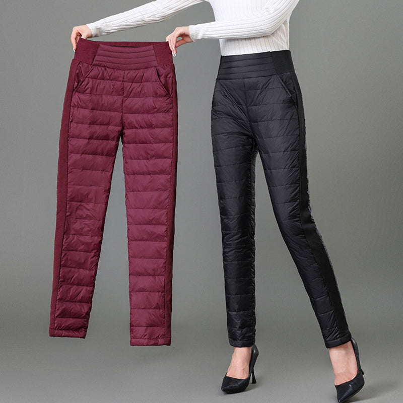 Lichte donzen broek met hoge taille