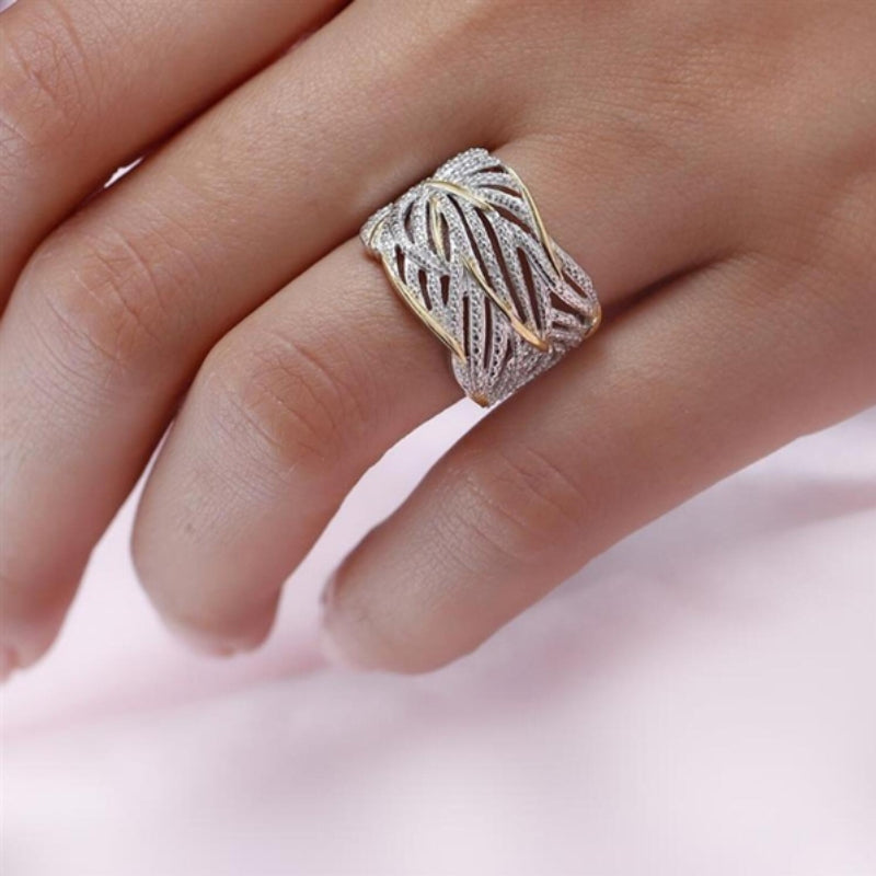 Zirkoon-gedraaide gelaagde tweekleurige ring