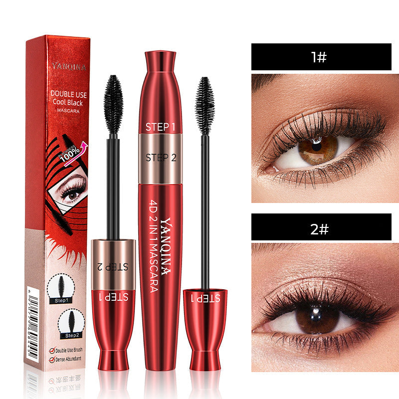 Mascara voor verlenging en volume met dubbele borstel