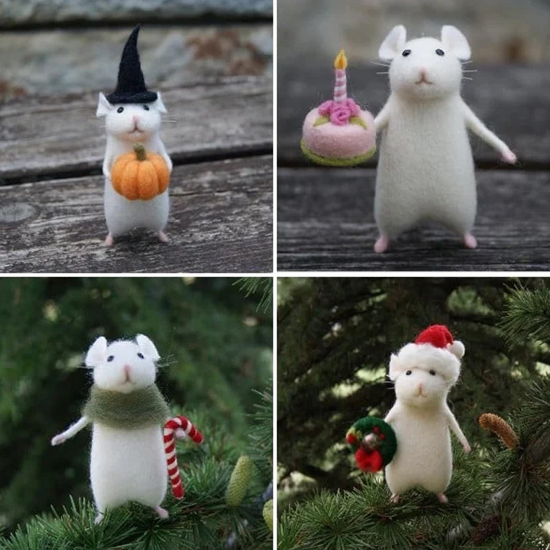 Vilten muis- en pompoenornament