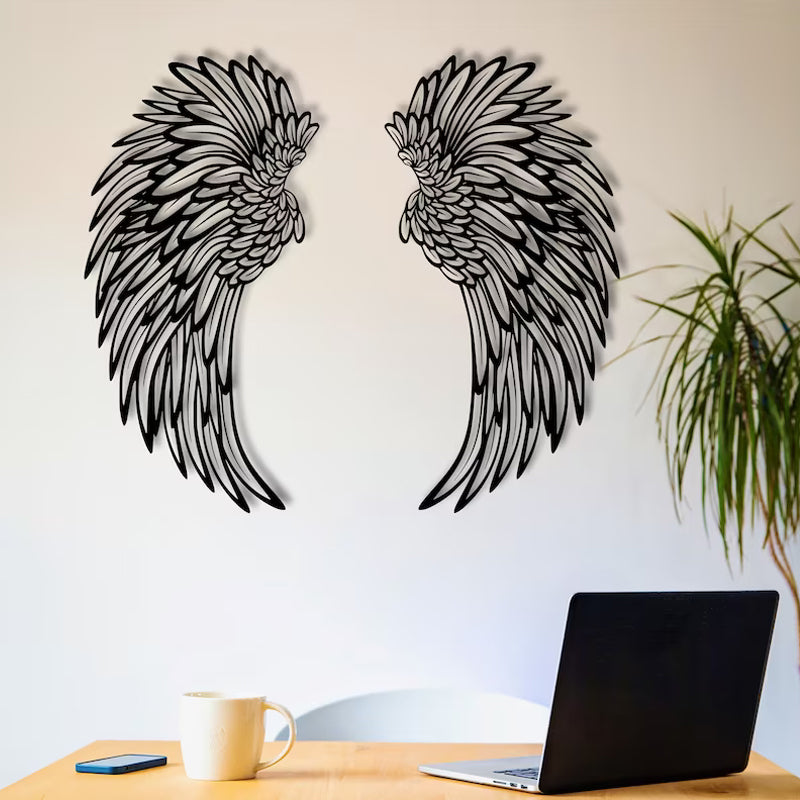 Black Angel Wings metalen vleugels kunst aan de muur met LED-verlichting