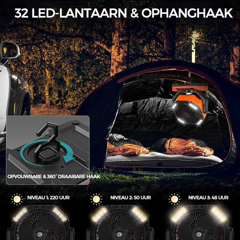 Camping LED-ventilator met licht