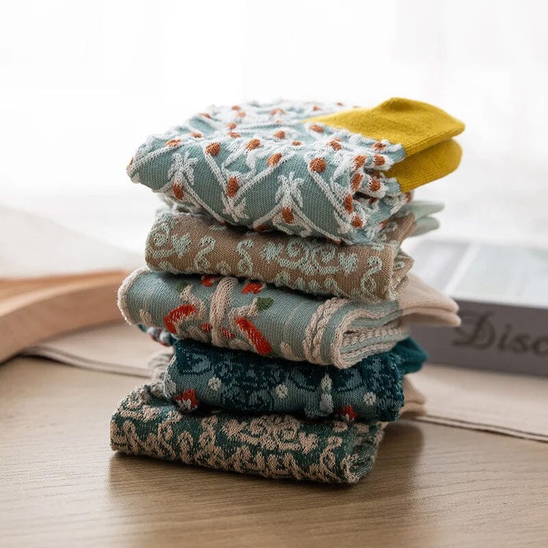 Vintage reliëf katoenen sokken