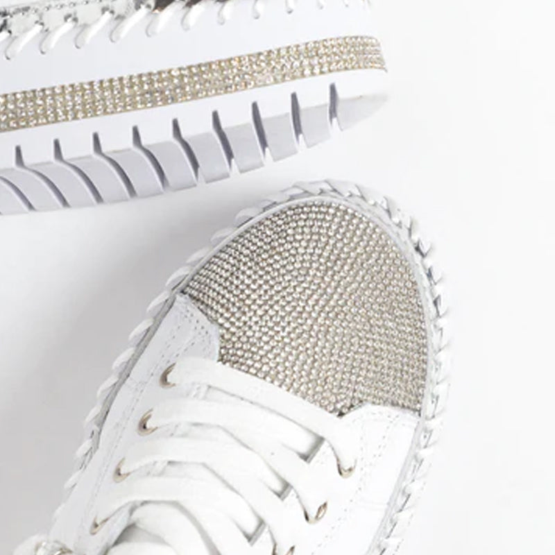 Diamond zilveren leren sneakers