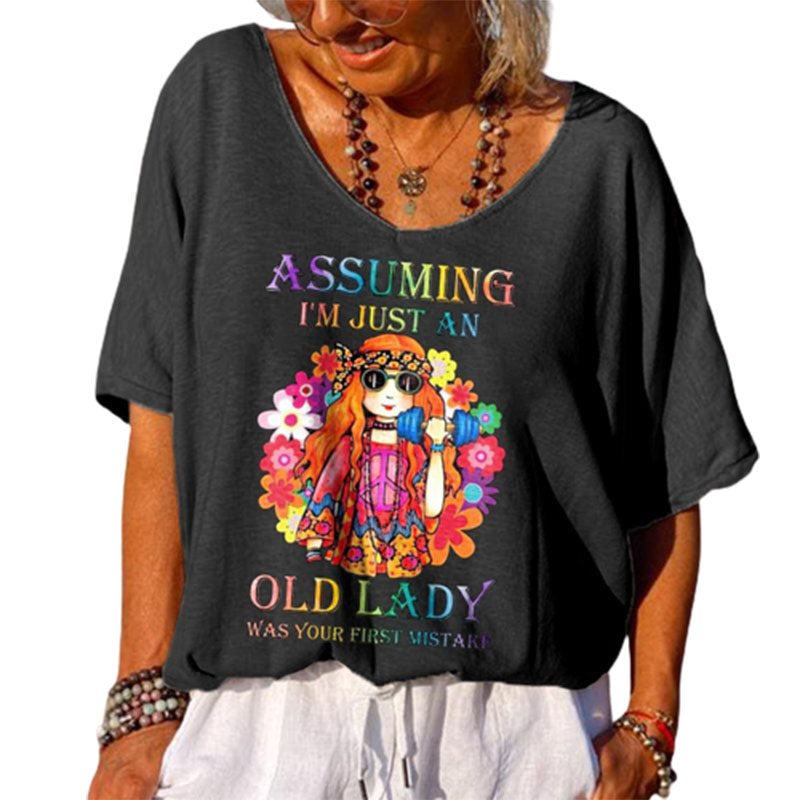 T-shirt met V-hals en print voor meisjes