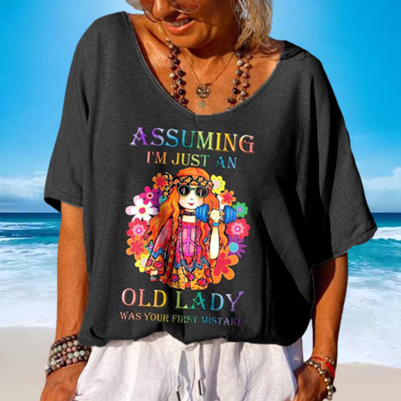 T-shirt met V-hals en print voor meisjes