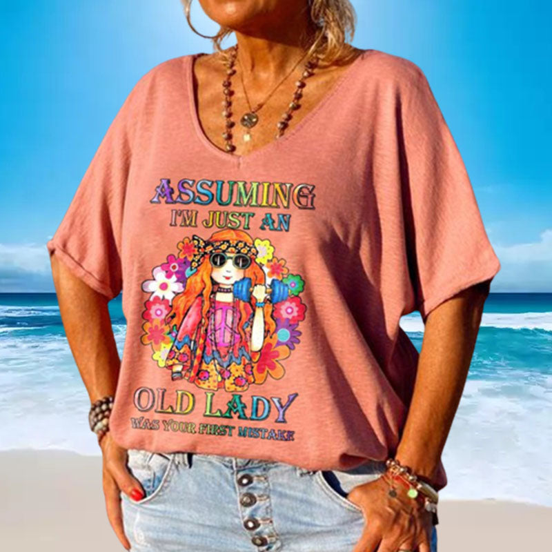 T-shirt met V-hals en print voor meisjes