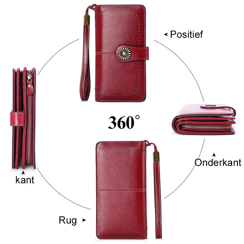 Lange retro telefoon portemonnee - Koe leer