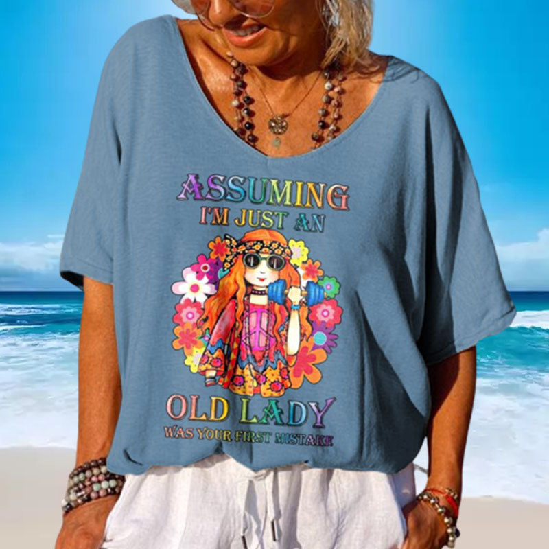 T-shirt met V-hals en print voor meisjes