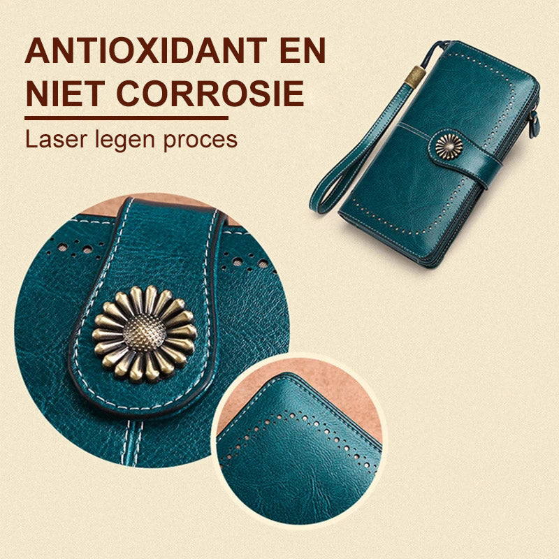 Lange retro telefoon portemonnee - Koe leer