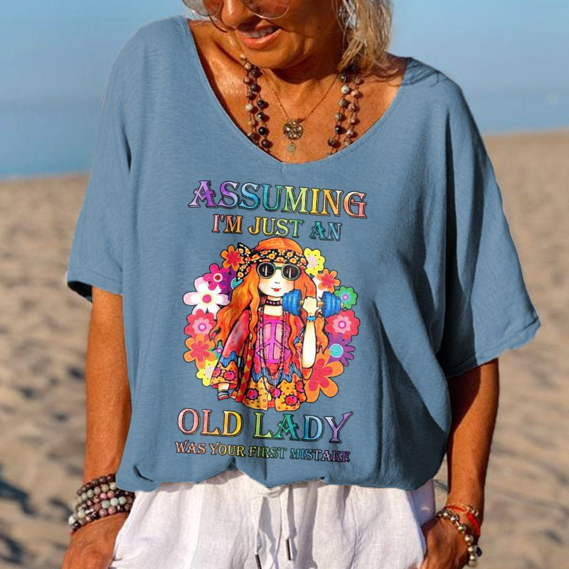 T-shirt met V-hals en print voor meisjes