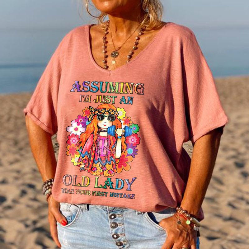 T-shirt met V-hals en print voor meisjes