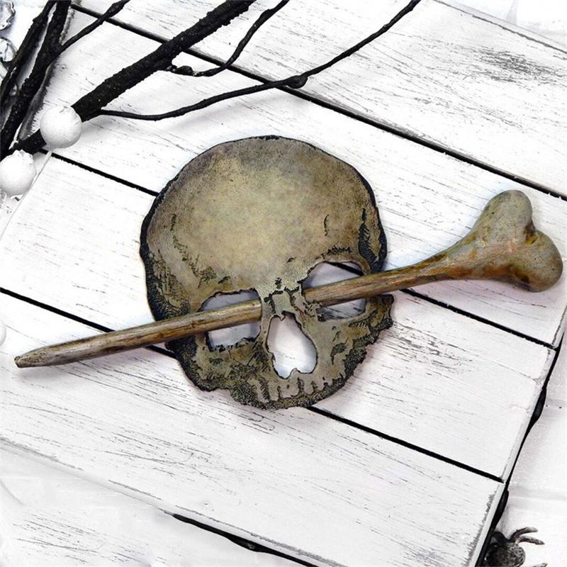 Death Moth/Skull Hair Pin Stick Slide met Faux Bone