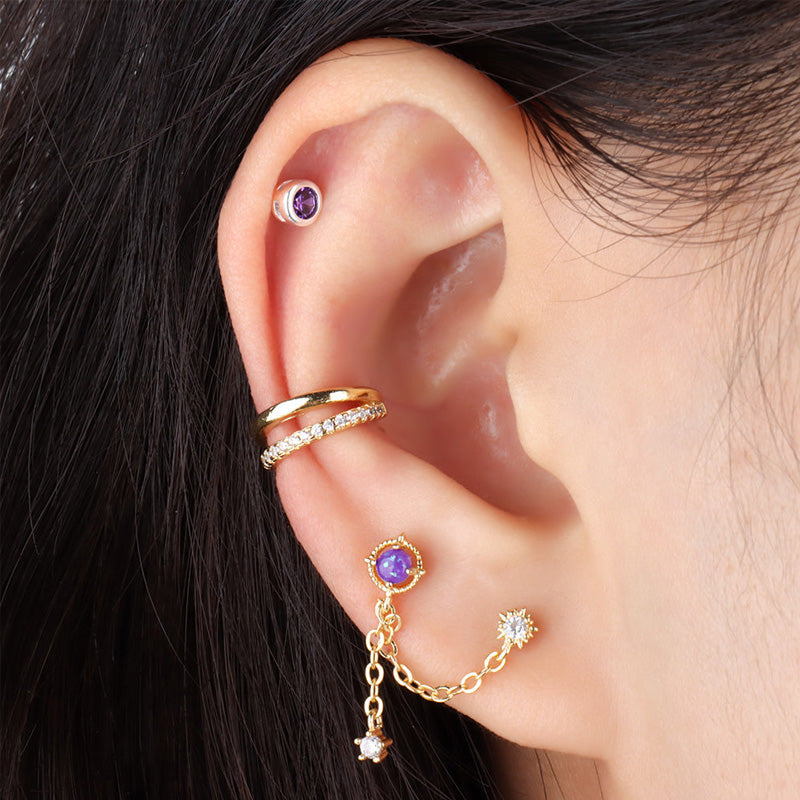 Mysterie paarse opaal ketting oorbel