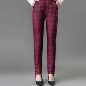 Lichte donzen broek met hoge taille