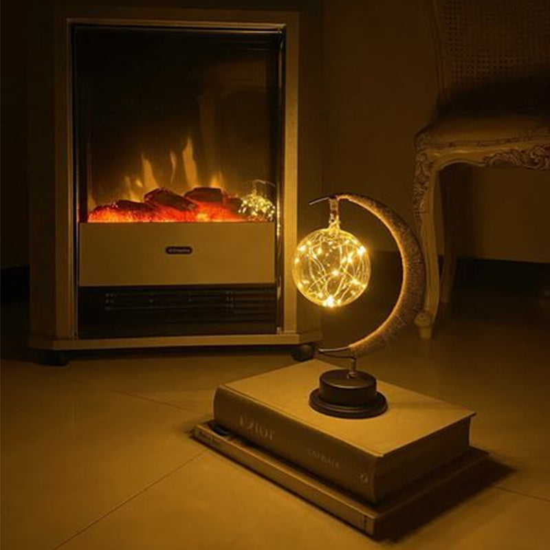 Handgemaakte Twine Rattan Bal LED Maanvormige Lamp