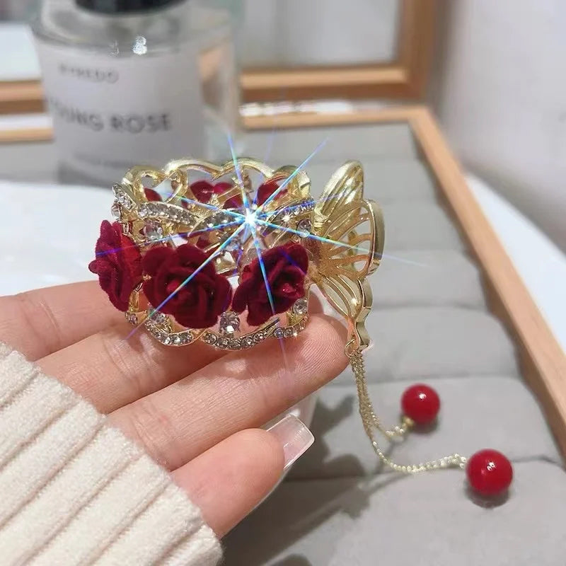 Vintage Roos Haarspeld