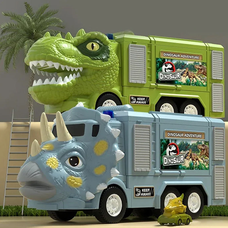 Nieuwe dinosaurus-transformerende technische vrachtwagenbaanspeelgoedset