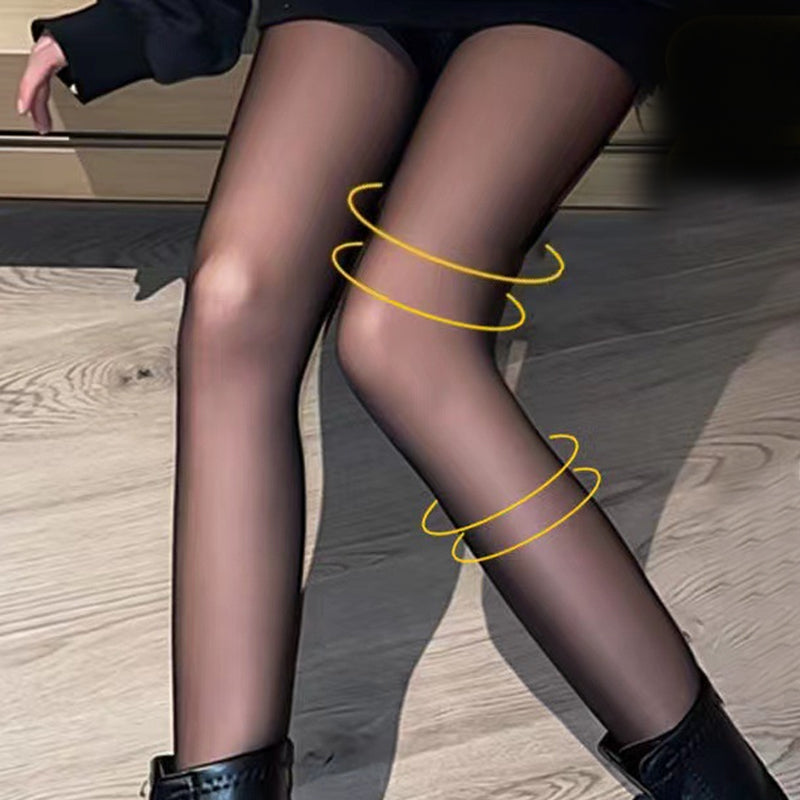 Vlekkeloze benen nep doorschijnende warme pluche gevoerde elastische panty