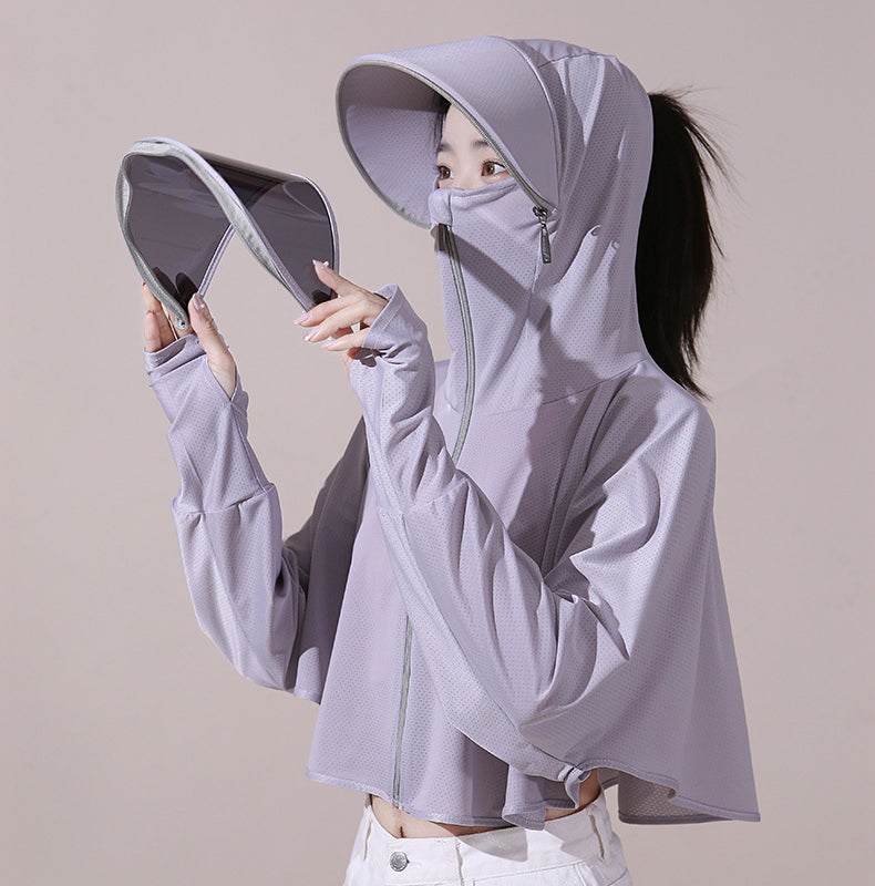 Ice silk windjack met uv-bescherming en capuchon