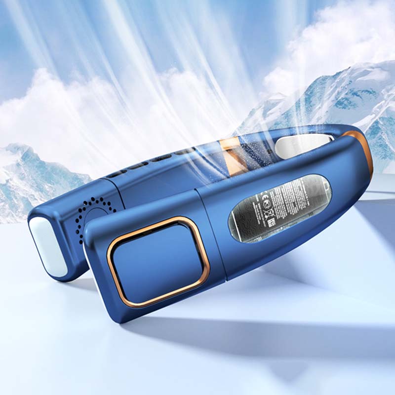 Bladloze hangende nekventilator met digitaal display en licht