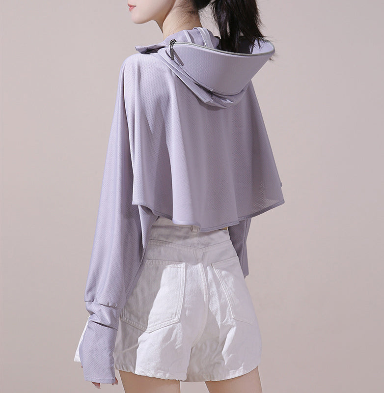 Ice silk windjack met uv-bescherming en capuchon