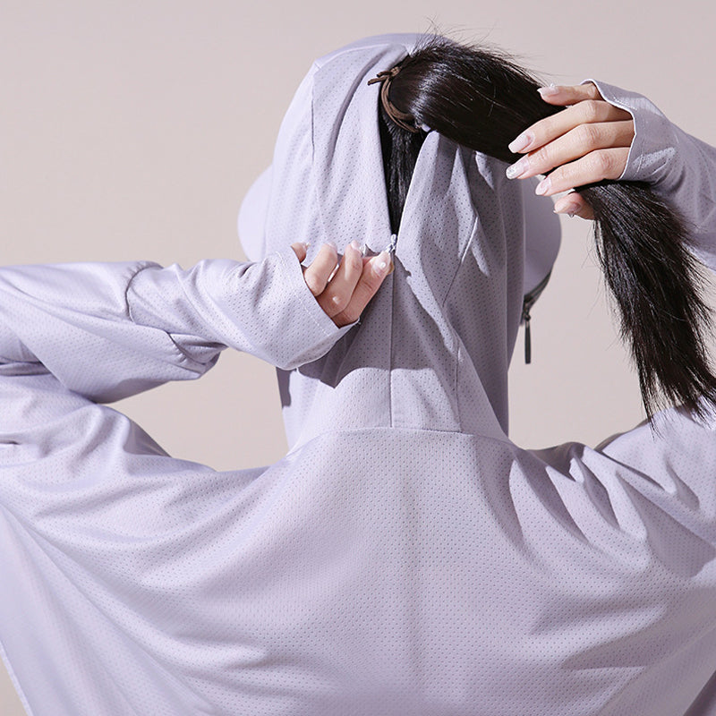 Ice silk windjack met uv-bescherming en capuchon