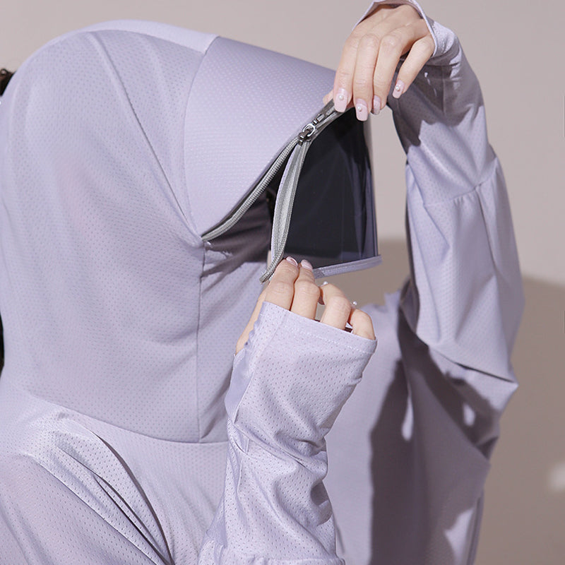 Ice silk windjack met uv-bescherming en capuchon