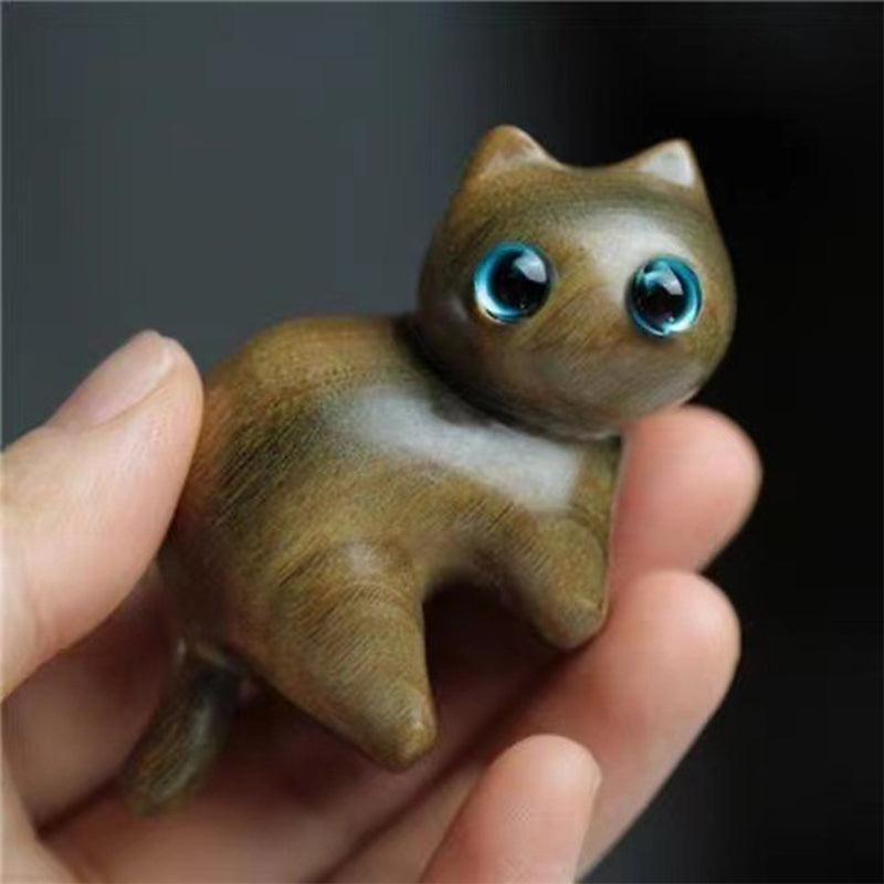 Handgemaakte houten gesneden katten