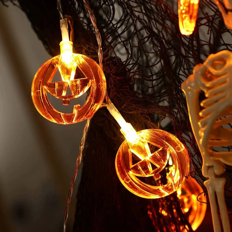 Halloween-pompoenlichtslingers met 2 verlichtingsstanden