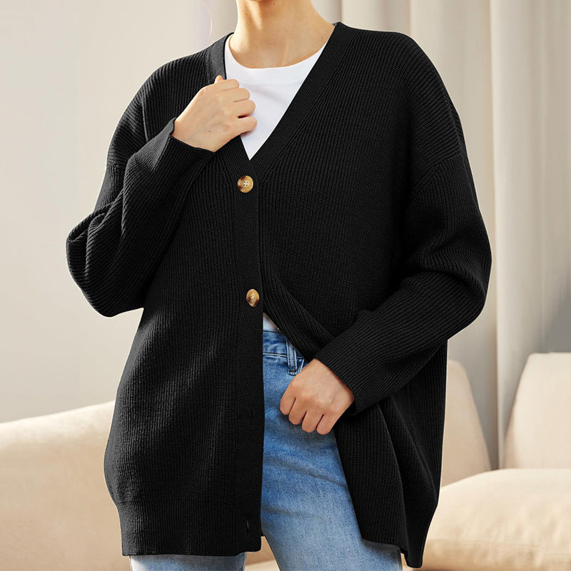 Casual Solid Color Sweaters Cardigan