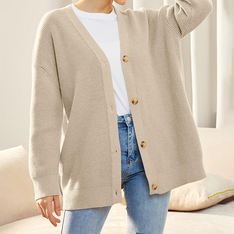 Casual Solid Color Sweaters Cardigan