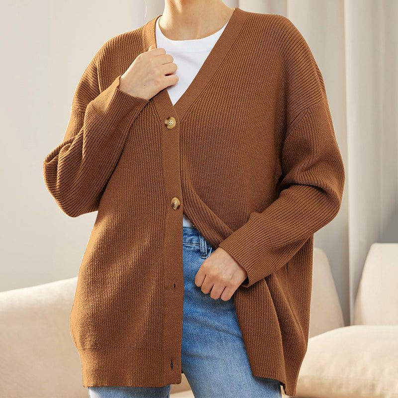 Casual Solid Color Sweaters Cardigan